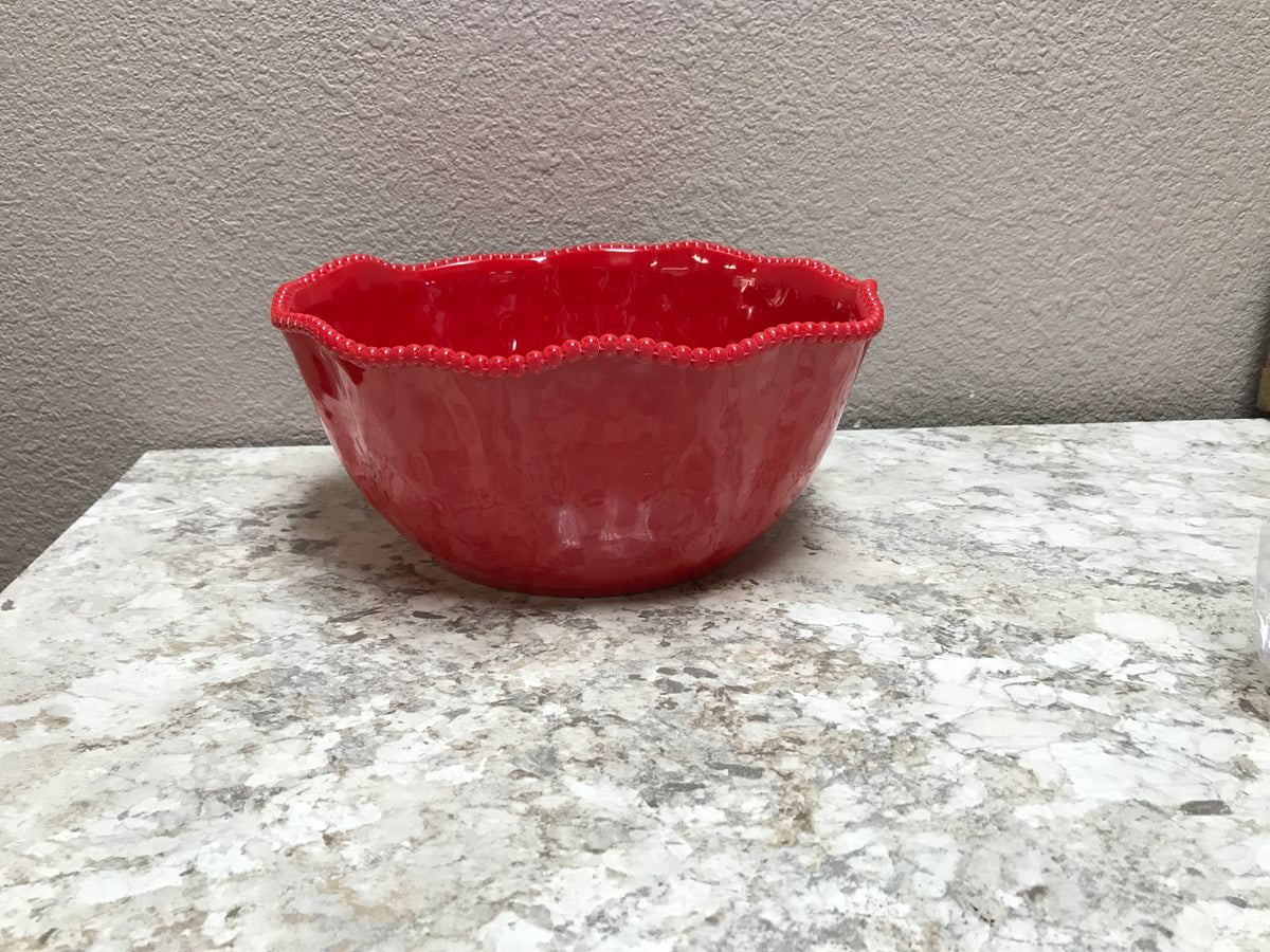 Perlette Red Deep Bowl 11" x 5" Serveware Lou Dee's Floral and Gifts