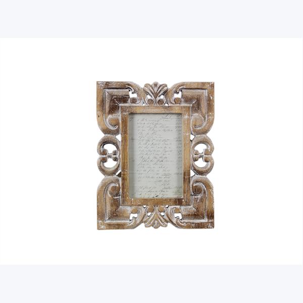 WOOD CARVED 4X6 PHOTO FRAME