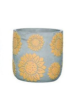 Cement Embossed Floral Container Yellow Flower