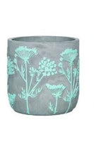 Cement Embossed Floral Container Teal Flower