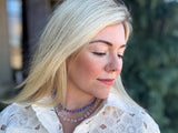 Beaded Necklace - Blue + Multi-Colored Beads - Camille