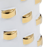 Decorative Vase - White/Gold Ceramic Raised Rectangular,11in