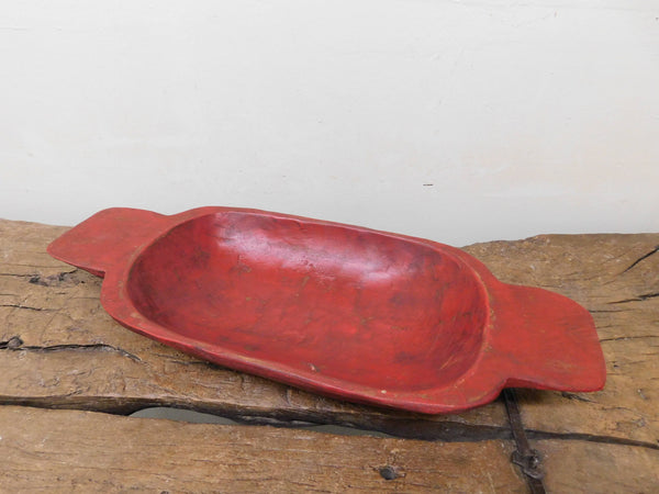 Large Heartland- Rustic Dough Bowl-Carved-Red