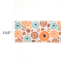 2 1/2" Wired Ribbon | "Pumpkin Frenzy" Natural/Multi