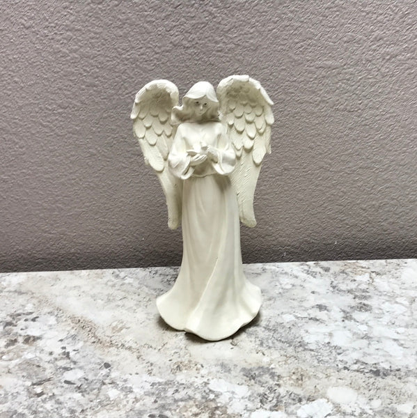 Resin Angel  w/Amazing Grace Music Box ( Holding Dove)