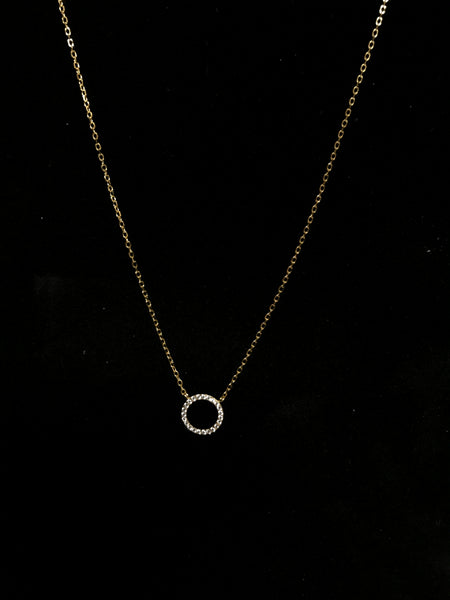 Gold Circle Necklace with C.Z