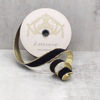 Flocked Velvet Black with Gold Metallic Ribbon