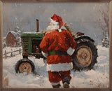 Santa with Green Tractor: 10x8