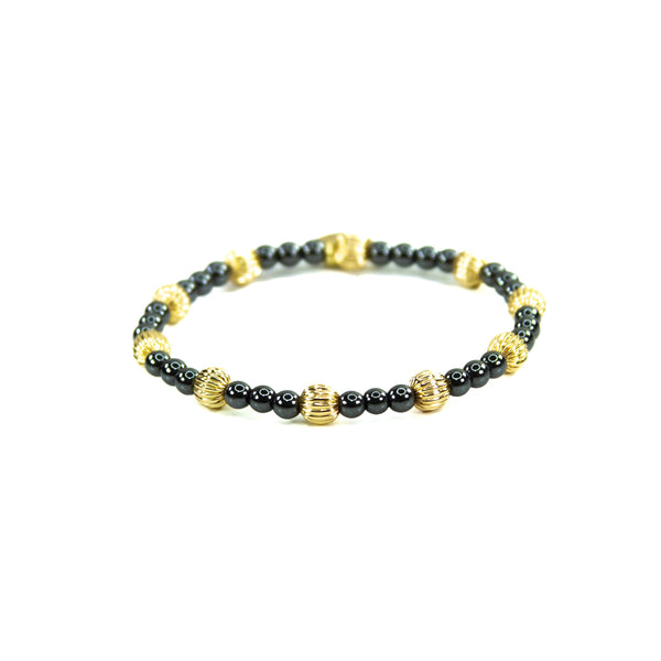 Black & Gold Filled Bracelets: Metallic Black & Gold Textured