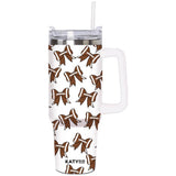 Football Bows All Over Stainless Steel Tumbler: White