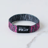 Tap To Pray™ Wristbands - Tree Bark Camo Pink & Grey MEDIUM