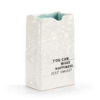 Live From Snack Time Make Happiness Ceramic Small Notepaper Vase - 4x6in