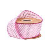 2 1/2" Wired Ribbon | Bold Hot Pink/White Woven | 10 Yard Roll