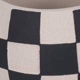 Plant Pot - Black/White Ceramic Rounded Checkerboard, 7 in.