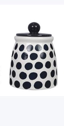 Ceramic Black and White Canister Md