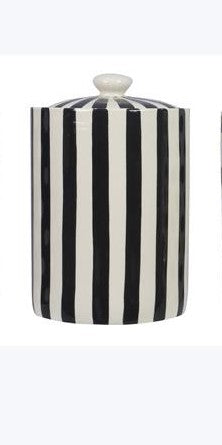 Stoneware Black and White Canister Stripe