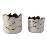 Plant Pot Set of 2 - Ivory/Gold Ceramic Resin Clouds, 6/7 in