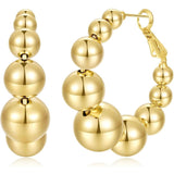 Gold Bead  Hoop Statement Earrings