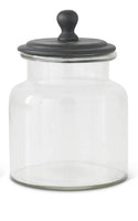 GLASS JARS W/WOODEN BLACK LID