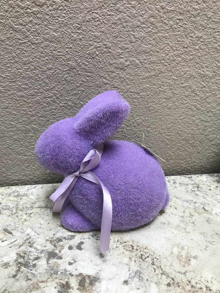 6" Purple Plastic Flocked Easter Bunny