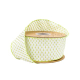 2 1/2" Wired Ribbon | Lime Green/White Woven | 10 Yard Roll