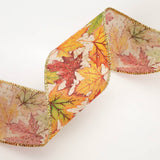 2 1/2" Wired Ribbon | "Maple Leaf" Natural/Multi | 10 Yards