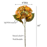 22" Artificial Real Touch(Poly Coated)Hydrangea-Large Bloom: Plum Green