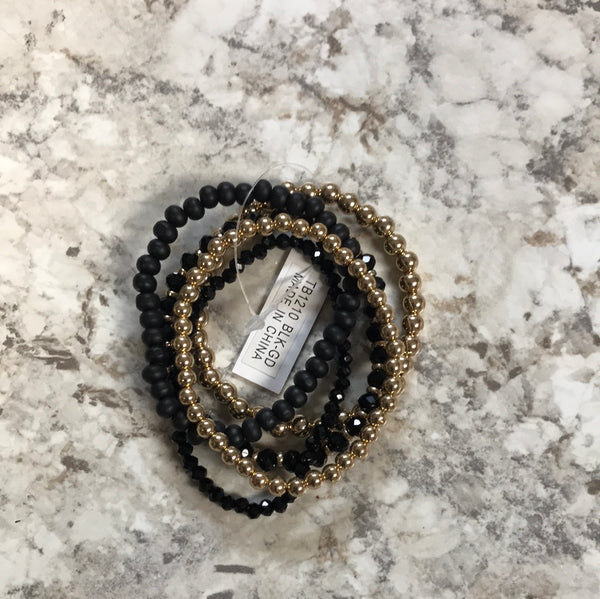 Beaded Bracelet - Black Gold