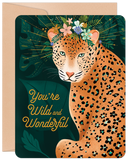 You're Wild and Wonderful Cheetah Flowers Birthday Card