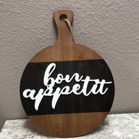 Wood Cutting Board Shaped Bon Appetit