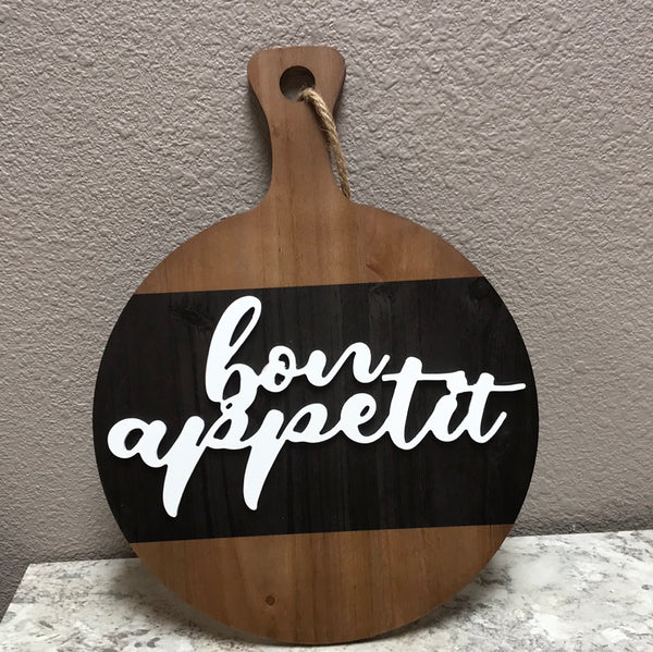 Wood Cutting Board Shaped Bon Appetit