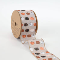 2 1/2" Wired Ribbon | "Multi Pumpkin" Natural/Brown Multi
