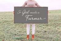 God made a Farmer | Rustic sign | Country Sign | Western Sig: 7"x13" Framed / Charcoal