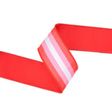 2 1/2" Wired Dupioni Ribbon | Red and Pink Stripe w/ Red Backing | 10 Yard Roll