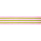 4" Wired Velvet Ribbon w/ Trim | Pink w/ Green Trim | 10 Yard Roll