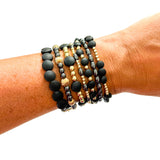 Black & Gold Filled Bracelets: Metallic Black & Gold Textured