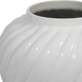 Decorative Jar - White Ceramic Swirl Tall Lidded, 20 in.
