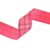 Wired Ribbon | Hot Pink/Spring Plaid | 10 Yard Roll: 2 1/2"