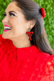 Red Glitter Vintage Double T Earrings