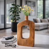 Decorative Vase - Natural Solid Wood Cut-Out Center, 18.5 in