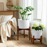 Plant Pot Set of 2 - White Ceramic Scalloped Arch, 9/12 in.