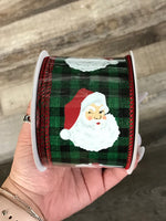 Santa Head Checkered Ribbon