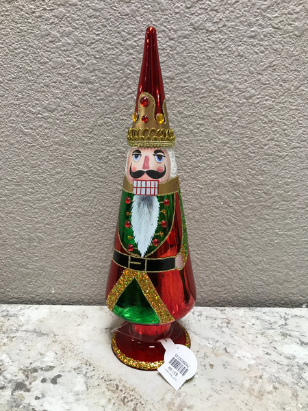 12.5" Red Glass Soldier Finial Tree
