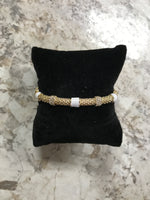 Gold Textured Bracelet with White Accents