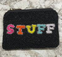 Beaded Coin Purse Black "Stuff"