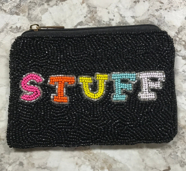 Beaded Coin Purse Black "Stuff"