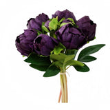10.5" Real touch artificial Peony bundle-8 Flowers and buds: Navy Blue