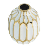 Decorative Vase - White/Gold Ceramic Bud Abstract, 8 in.