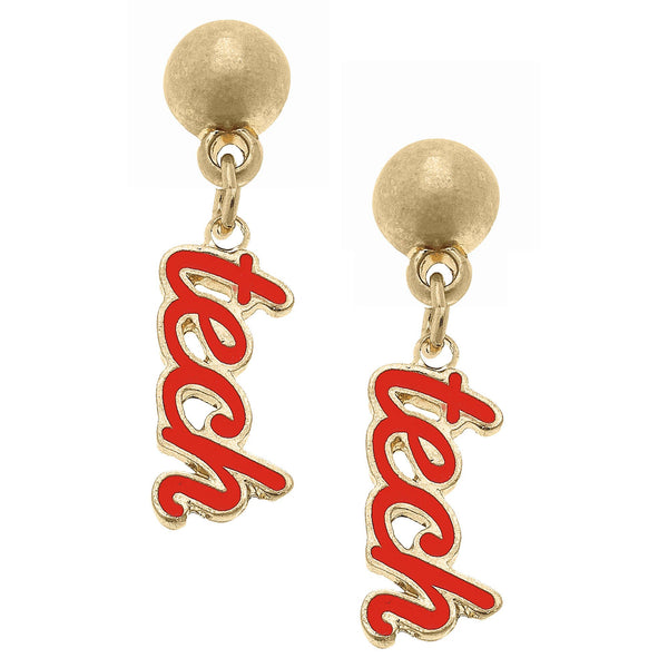 Texas Tech Red Raiders Enamel Script Earrings in Red