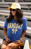 Game Day Gingham Bow Royal Tee: Heather True Royal / M